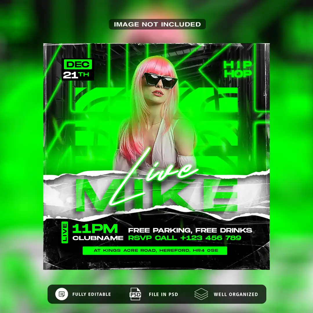 Download Premium Night Party PSD Template | Perfect for Social Media Posts