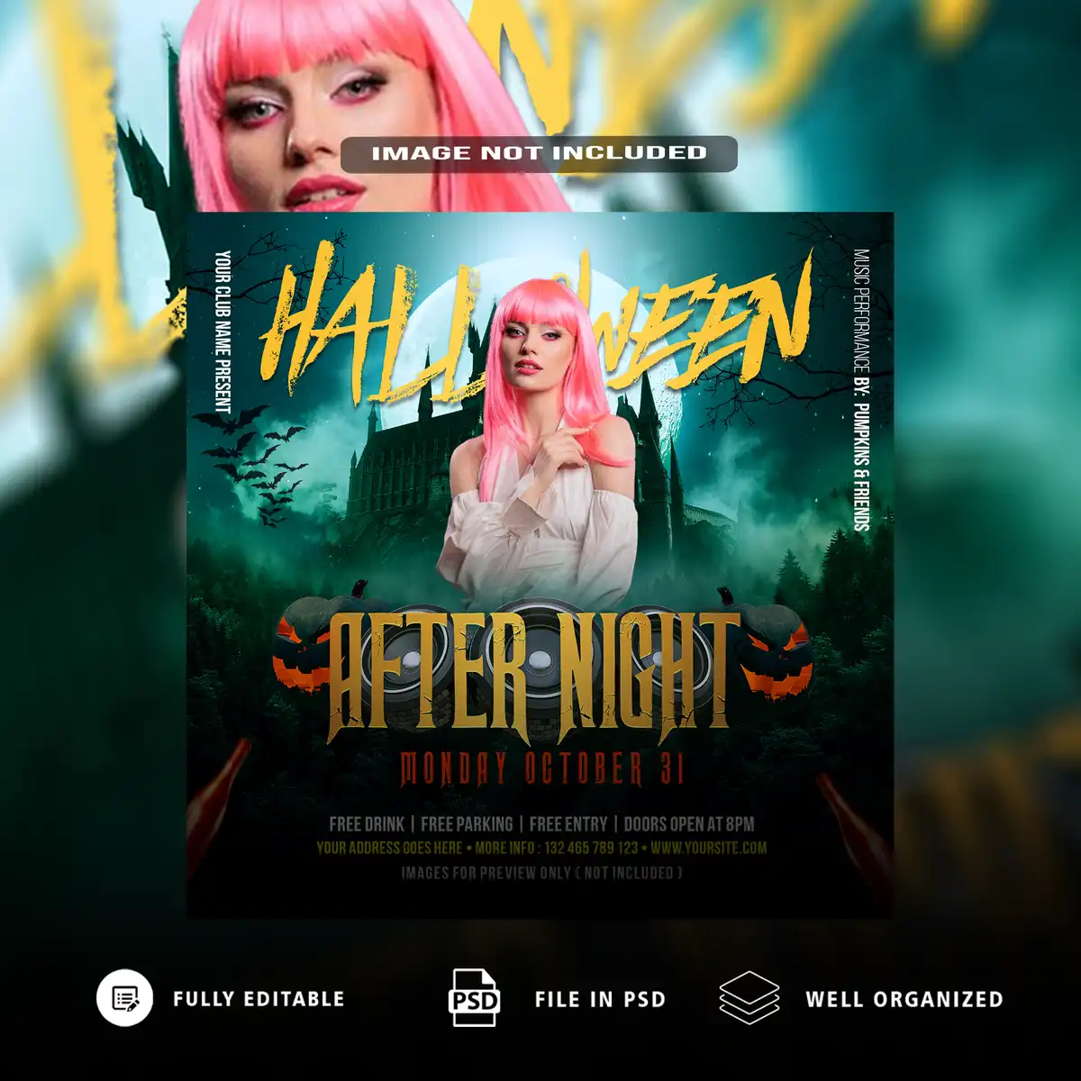 Unleash the Halloween Magic | Download the Best Night Club Party PSD Template