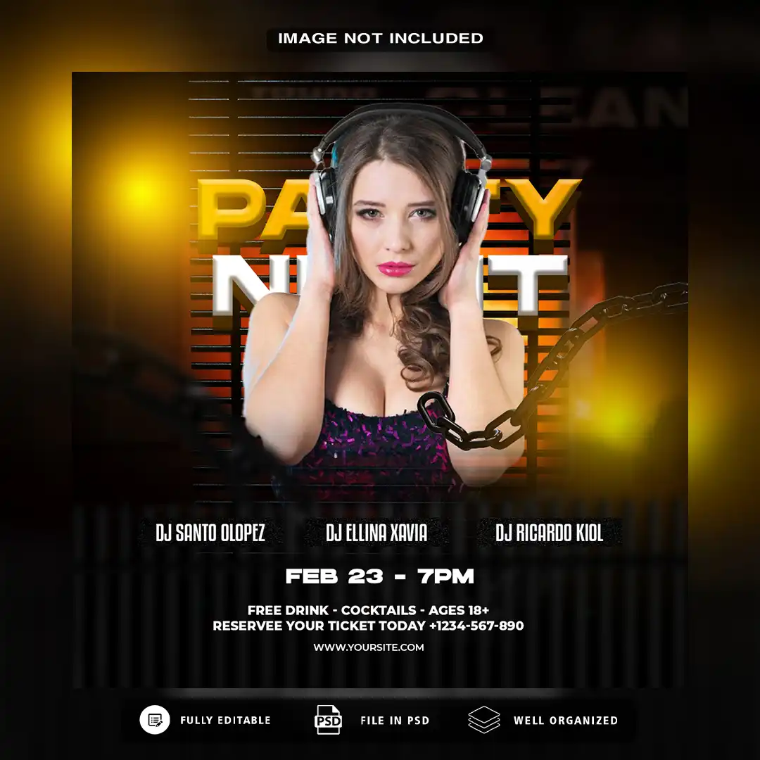 Download the Best Night Party PSD Template | Eye-Catching Design for Social Media
