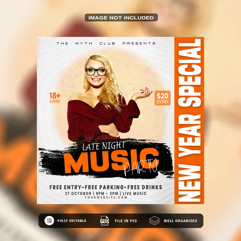 Night Party Social Media Template | Ready-to-Use Premium PSD for Instant Impact