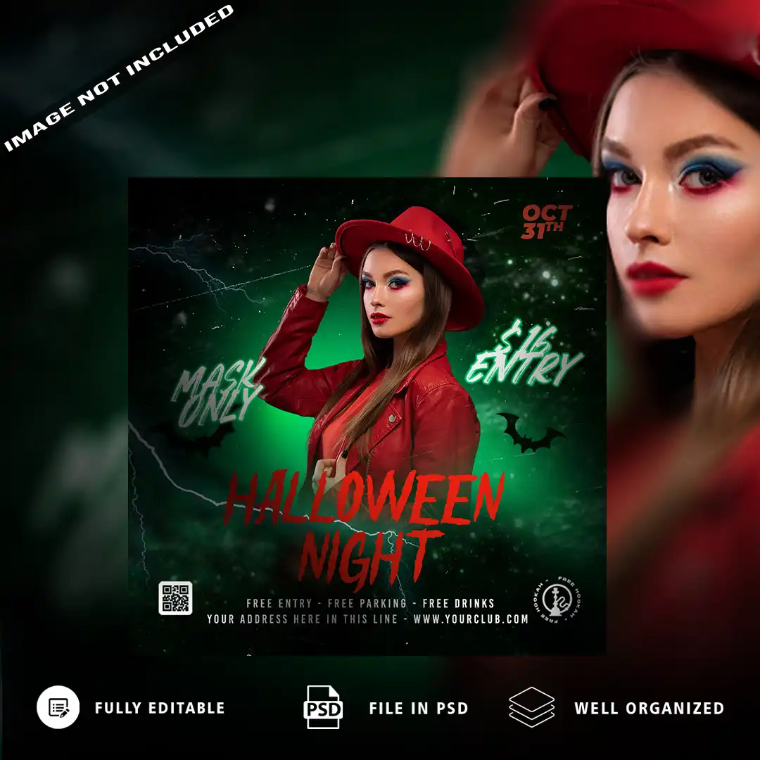 Spook Up Your Social Media with This Premium Halloween Night Club PSD Template