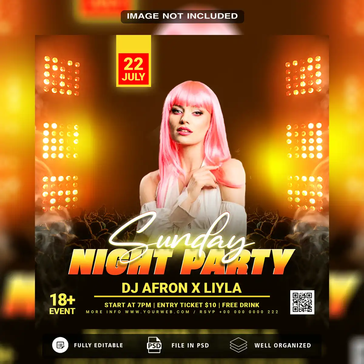 Download the Premium Night Party PSD Template | Ideal for Social Media Campaigns