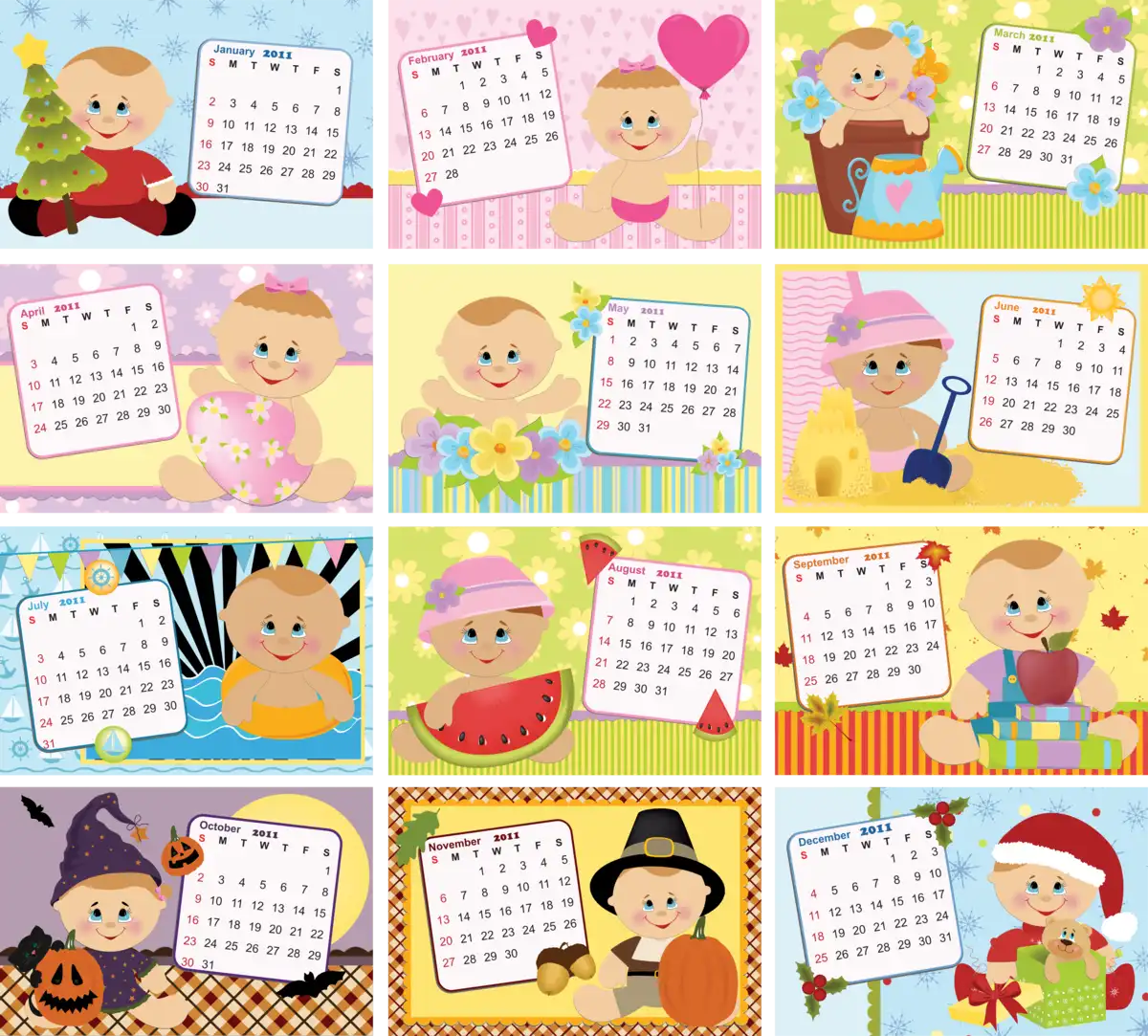 Calendar Design Files for Print PNG & CDR