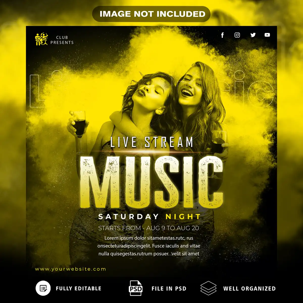 Download Premium Night Club Party PSD Template | Perfect for Social Media Template