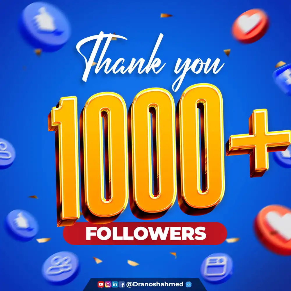 1000+ Followers Celebration PSD - Thank You Social Media Template