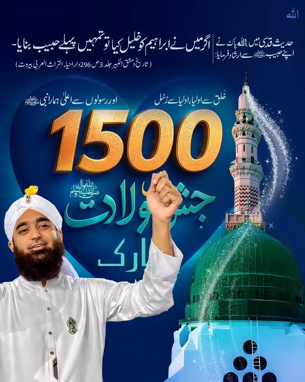 Editable 1500 Sala Jashn-e-Wiladat Islamic poster mockup PSD