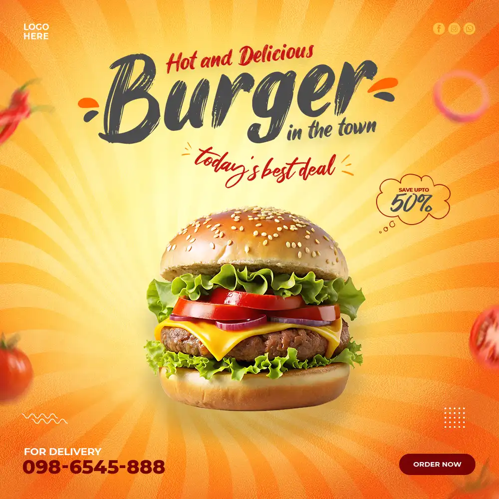 PSD template featuring a Double Patty Burger for special menu promotions