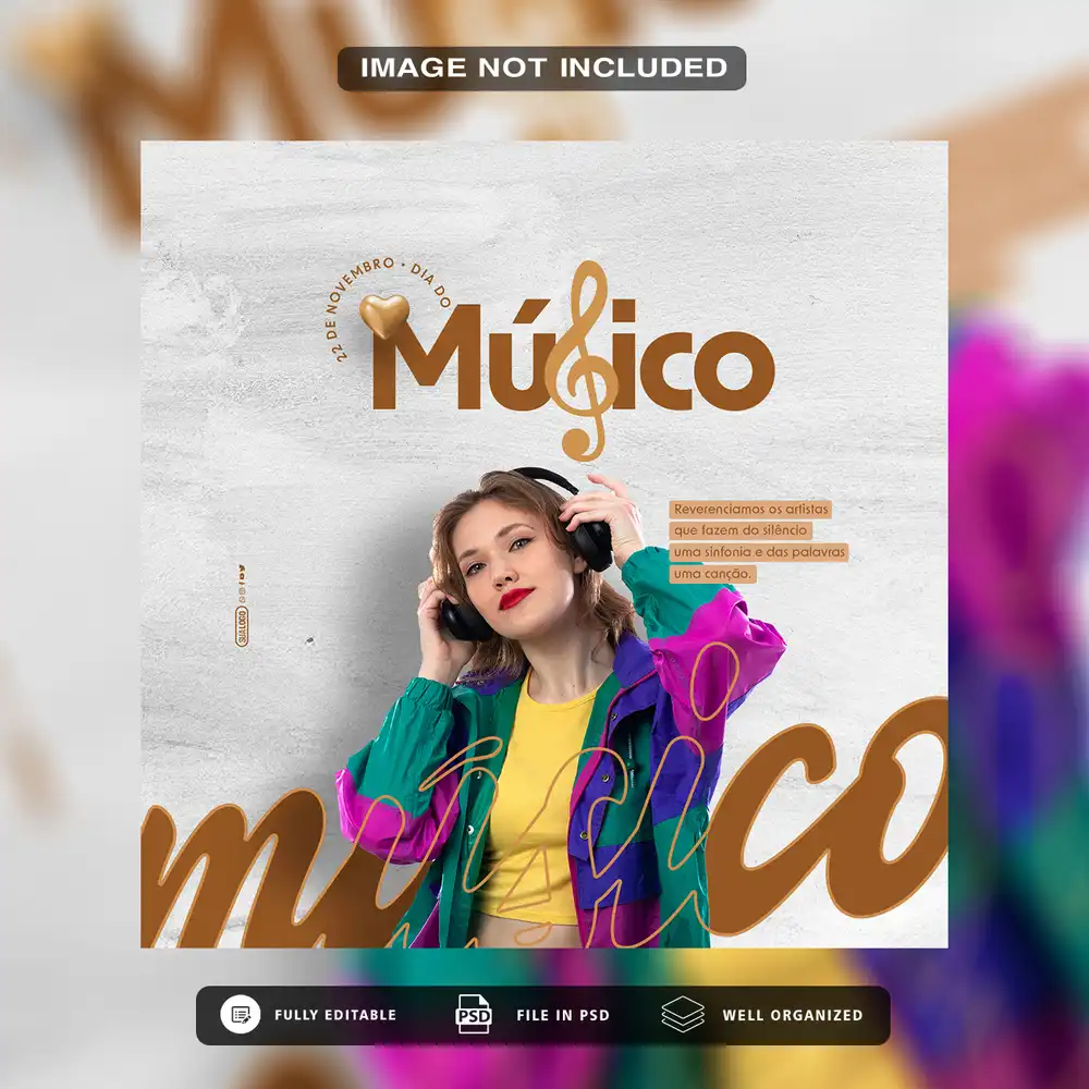 Music Day flyer PSD with modern musician design