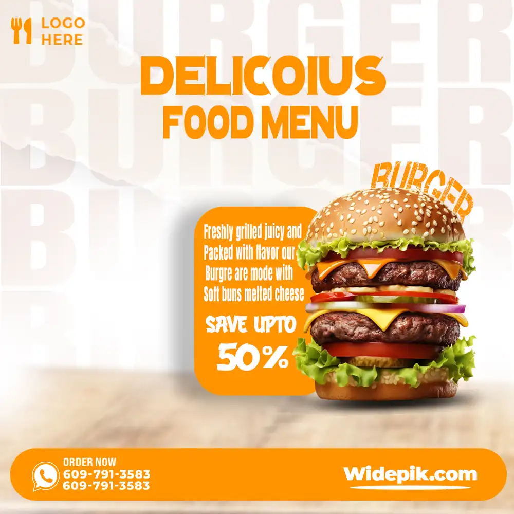 Delicious Fast Food Banner Poster for Restaurant & Cafe Promotions