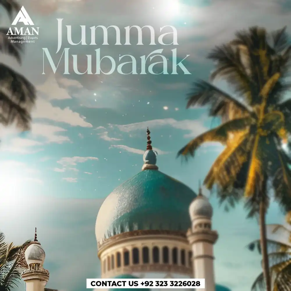Beautiful Jumma Mubarak PSD Poster with Mosque Theme