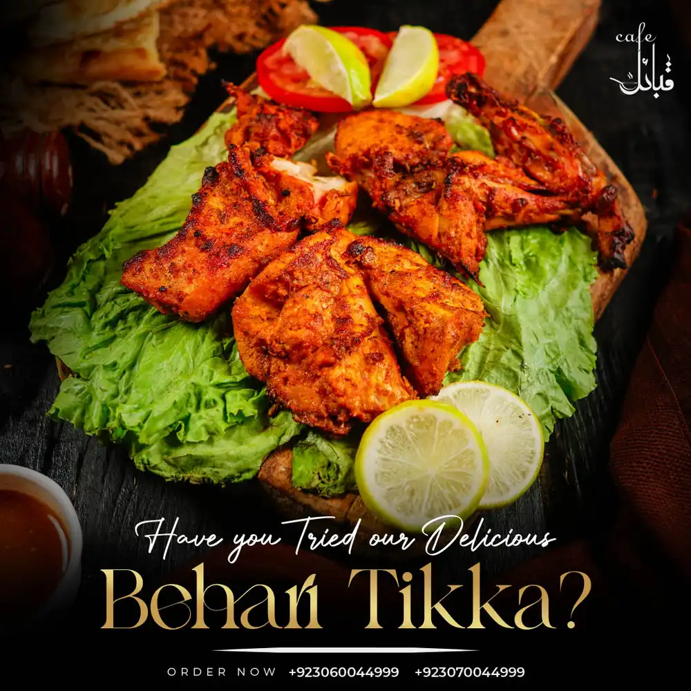 Bihari chicken tikka masala food PSD poster template with spicy grilled chicken design