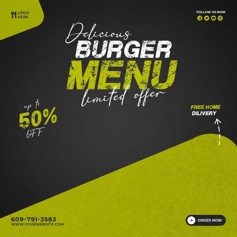 Burger Menu Mockup PSD - Stylish & Editable Design