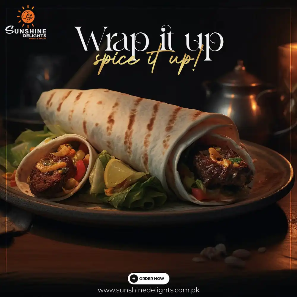 Chicken Shawarma PSD poster template featuring the best chicken shawarma and flavorful wraps