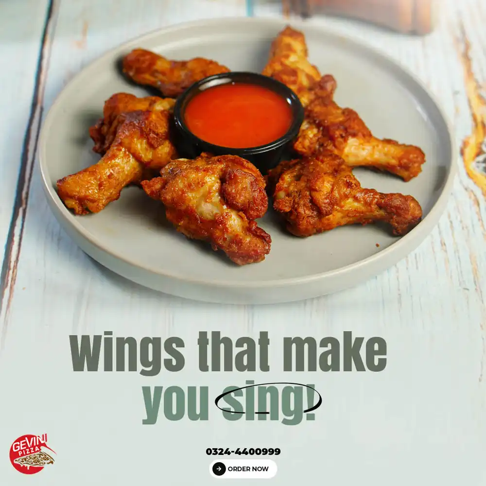 Chicken Wings PSD poster template featuring crispy, hot, and spicy chicken wings