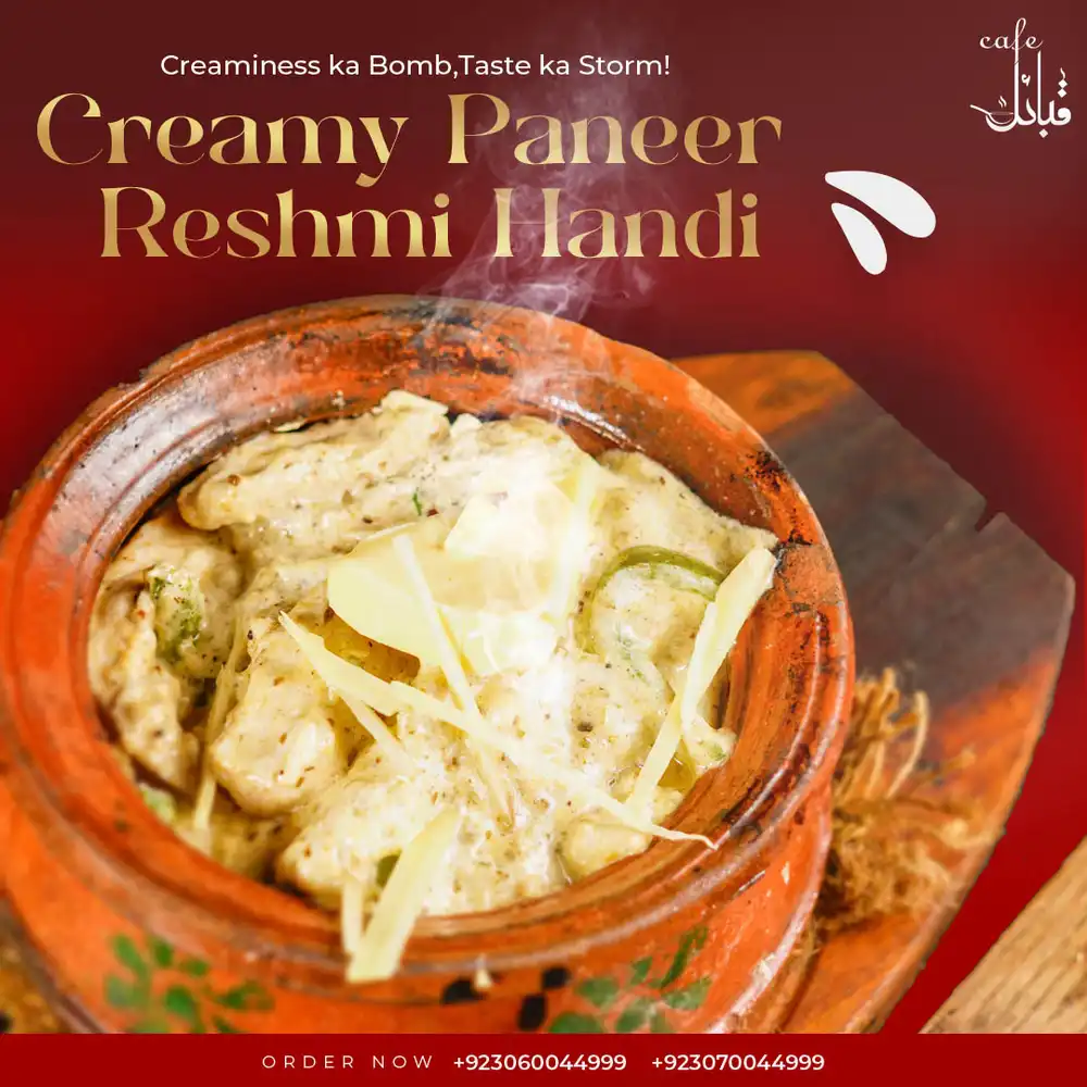 Creamy Paneer food PSD poster template with Rashmi Butter Paneer curry design