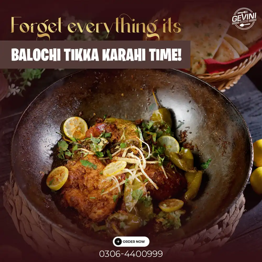 Editable Balochi Tikka Karahi PSD - Professional Food Post Mockup Template