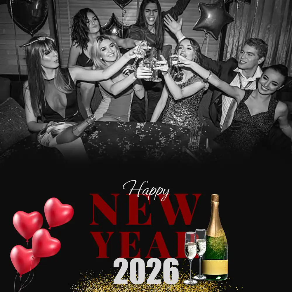 Elegant Happy New Year 2026 PSD poster template with premium style