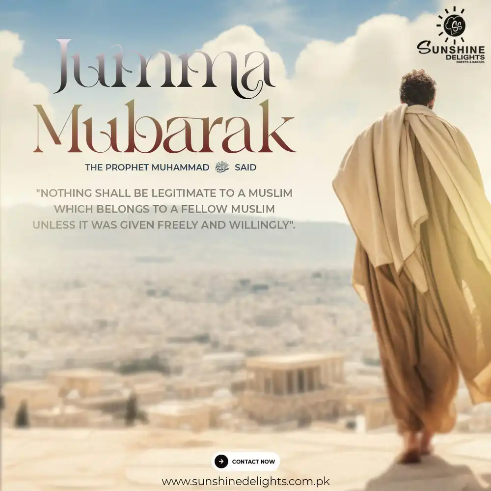 Elegant & Spiritual Jumma Mubarak PSD Template Featuring Hadith