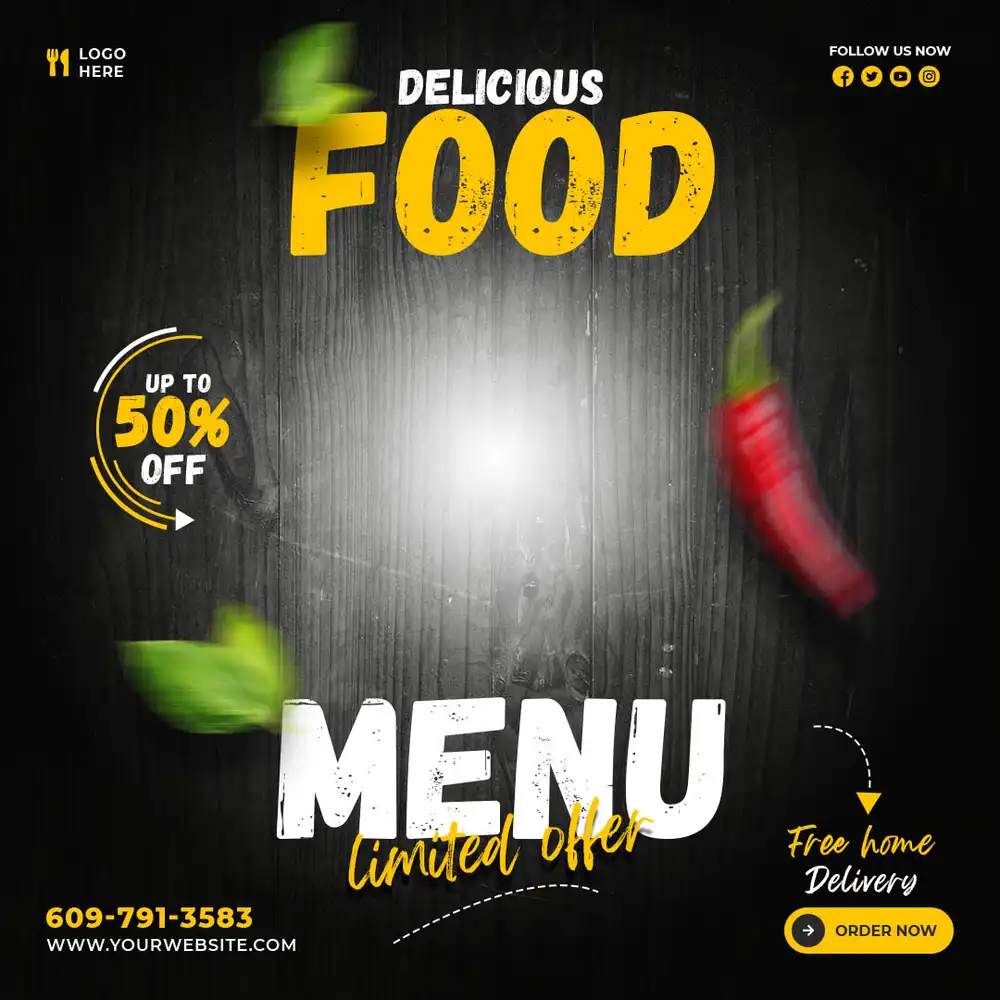 Food Menu Mockup PSD - Stylish & Editable Design for Restaurants