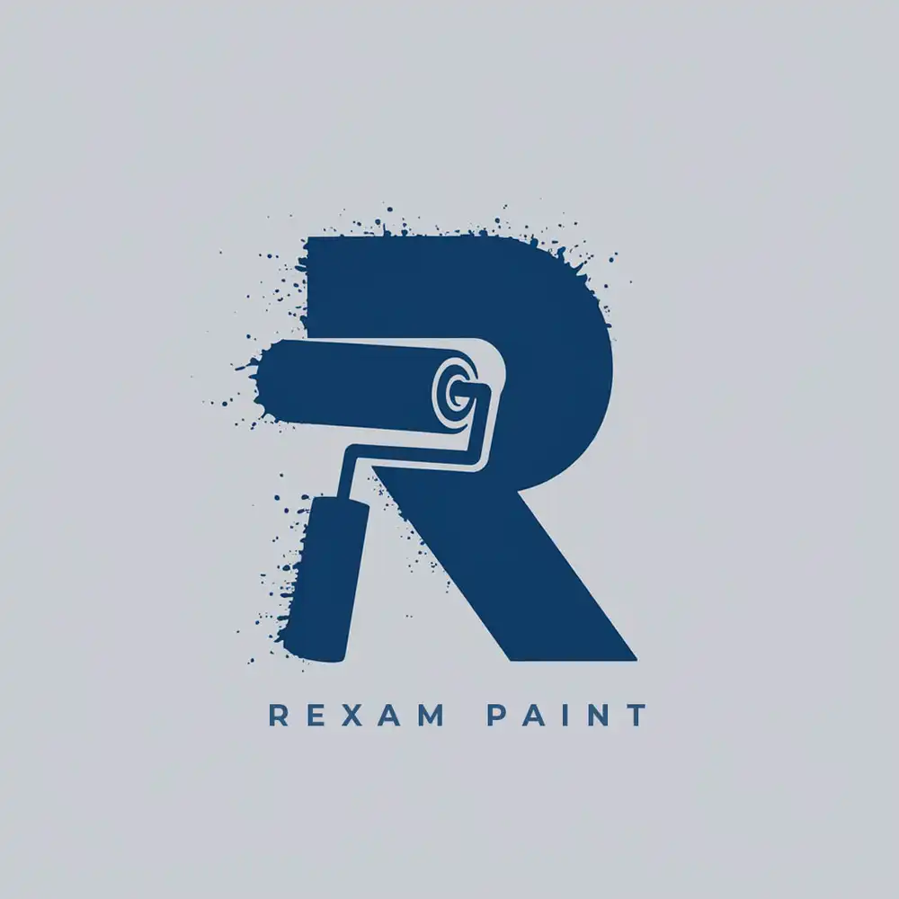 Editable Rexam Paint Logo mockup PSD template for professional branding and creative logo presentations.