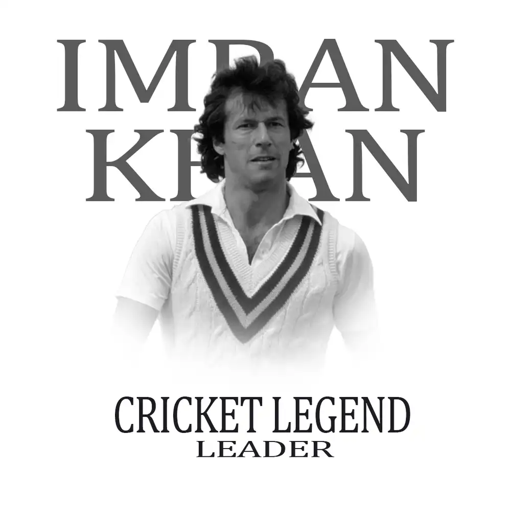 Vintage black and white poster of Imran Khan as a Cricket Legend and 1992 World Cup Captain