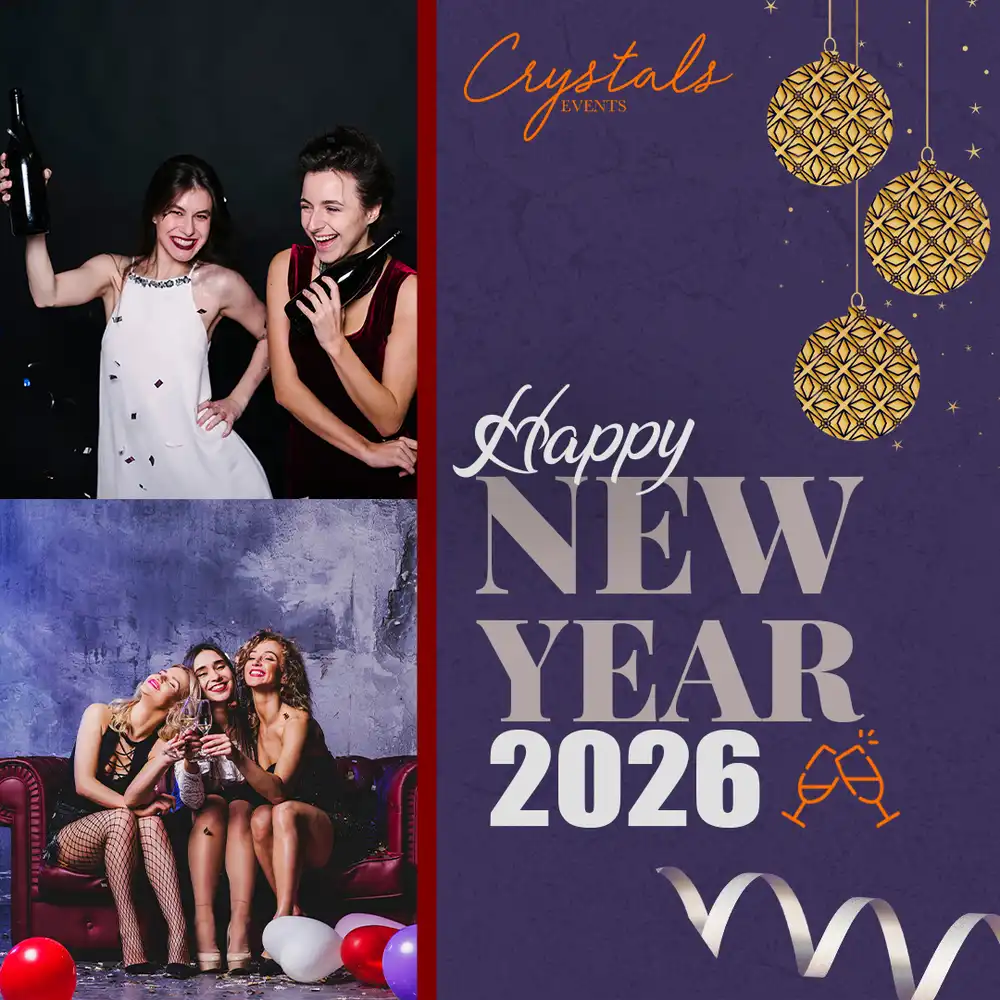 New Year 2026 countdown PSD poster template with night celebration theme
