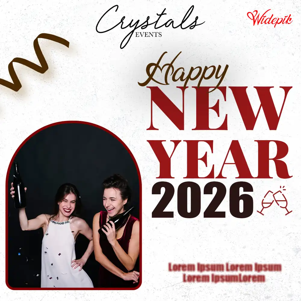 New Year’s Day 2026 greeting PSD poster template with clean festive style