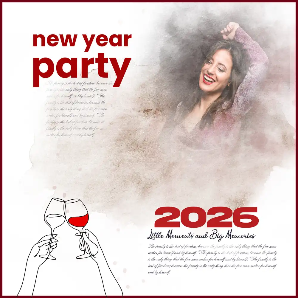 New Year Party Template 2026 PSD for Lunar New Year, festive parties, and event invitations