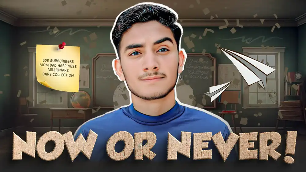 Now or Never - High-Quality Motivational Thumbnail PSD Mockup