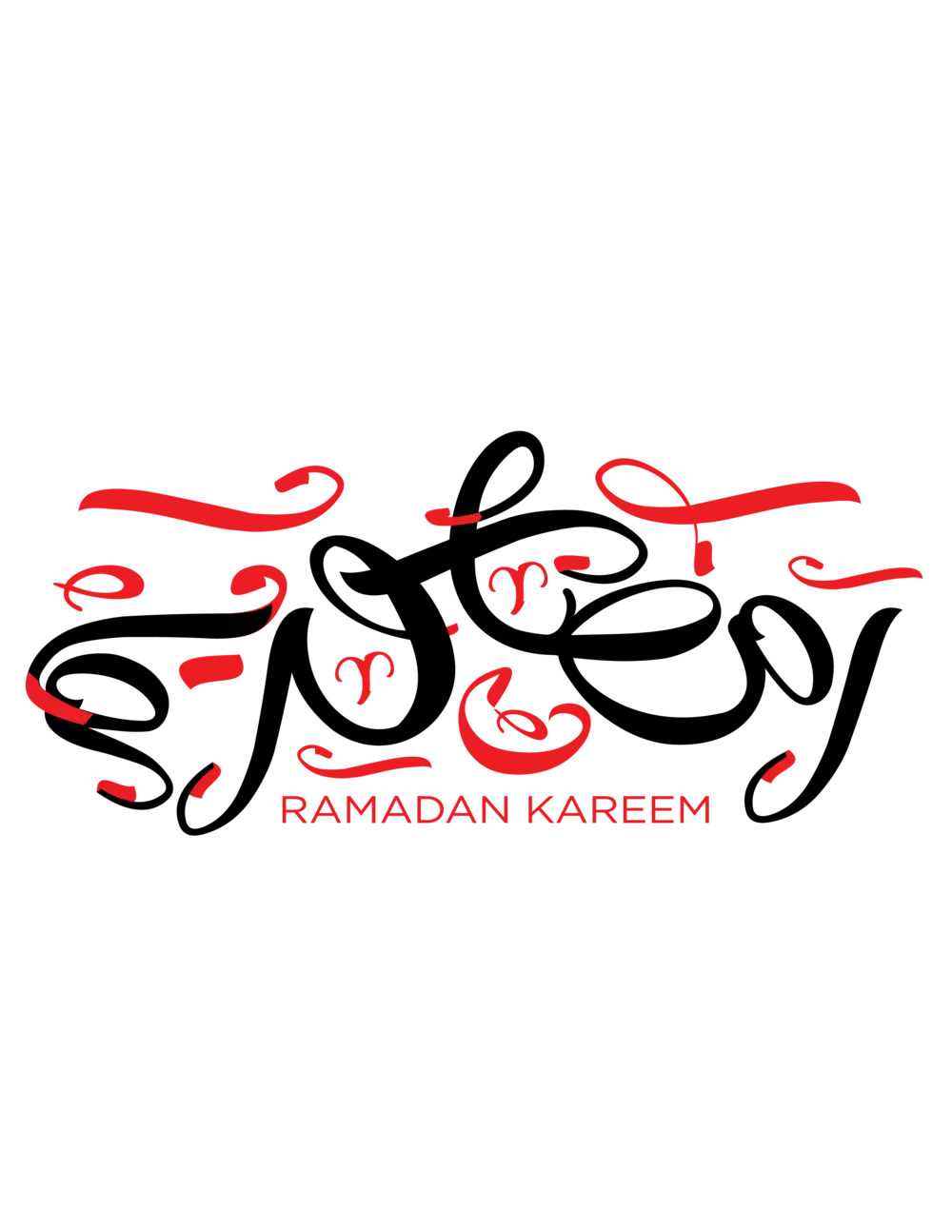 Ramadan Kareem calligraphy vector in black and red for holy month social media posts and posters.