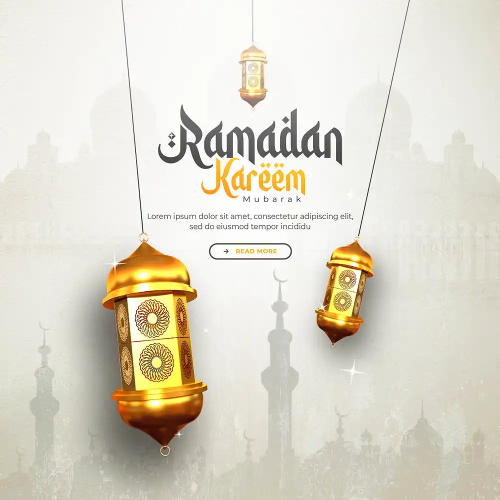 Ramadan Kareem PSD Poster - Editable Moonlit Design for Festive Greetings