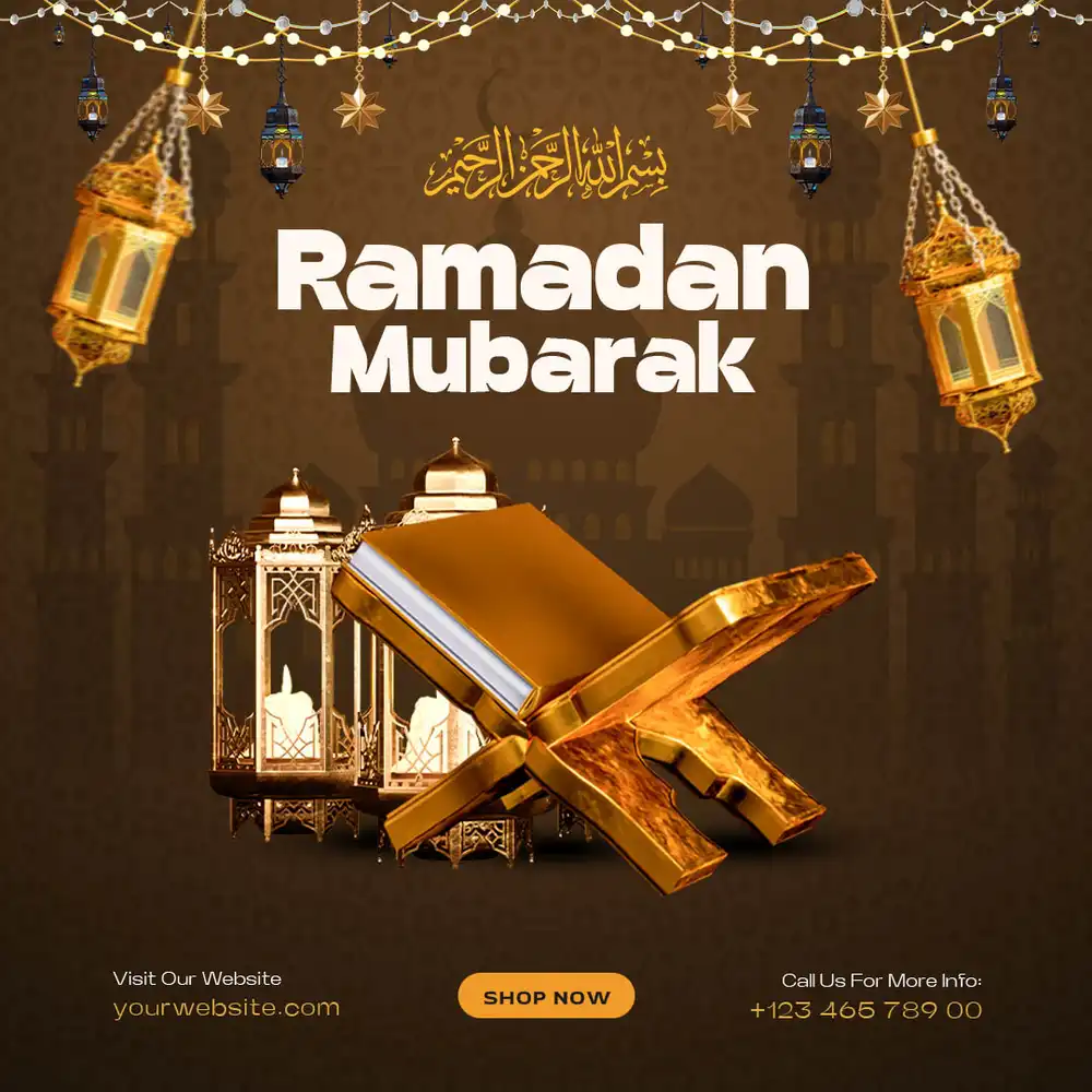 Ramadan Mubarak Islamic post mockup PSD editable design for Ramzan Mubarak social media and greeting posts
