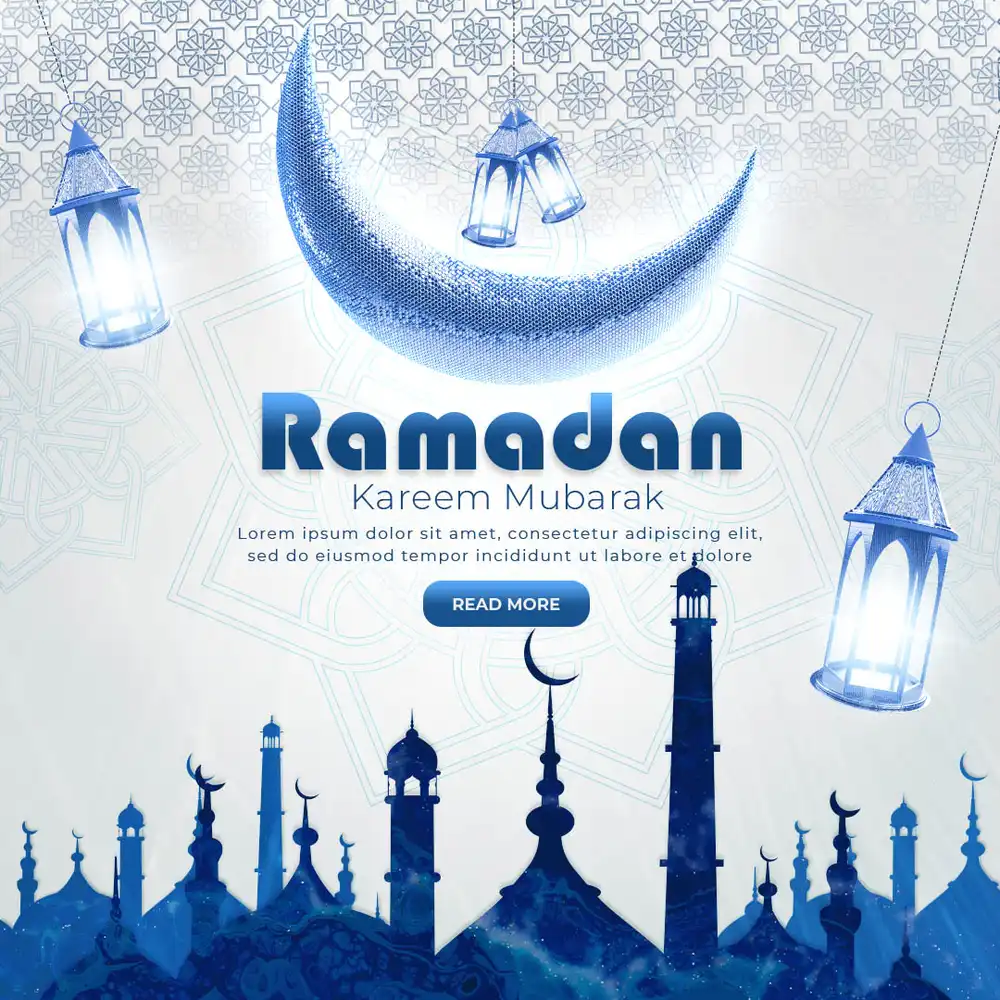 Ramadan Kareem Islamic post mockup PSD editable template for Ramzan social media greetings and banners