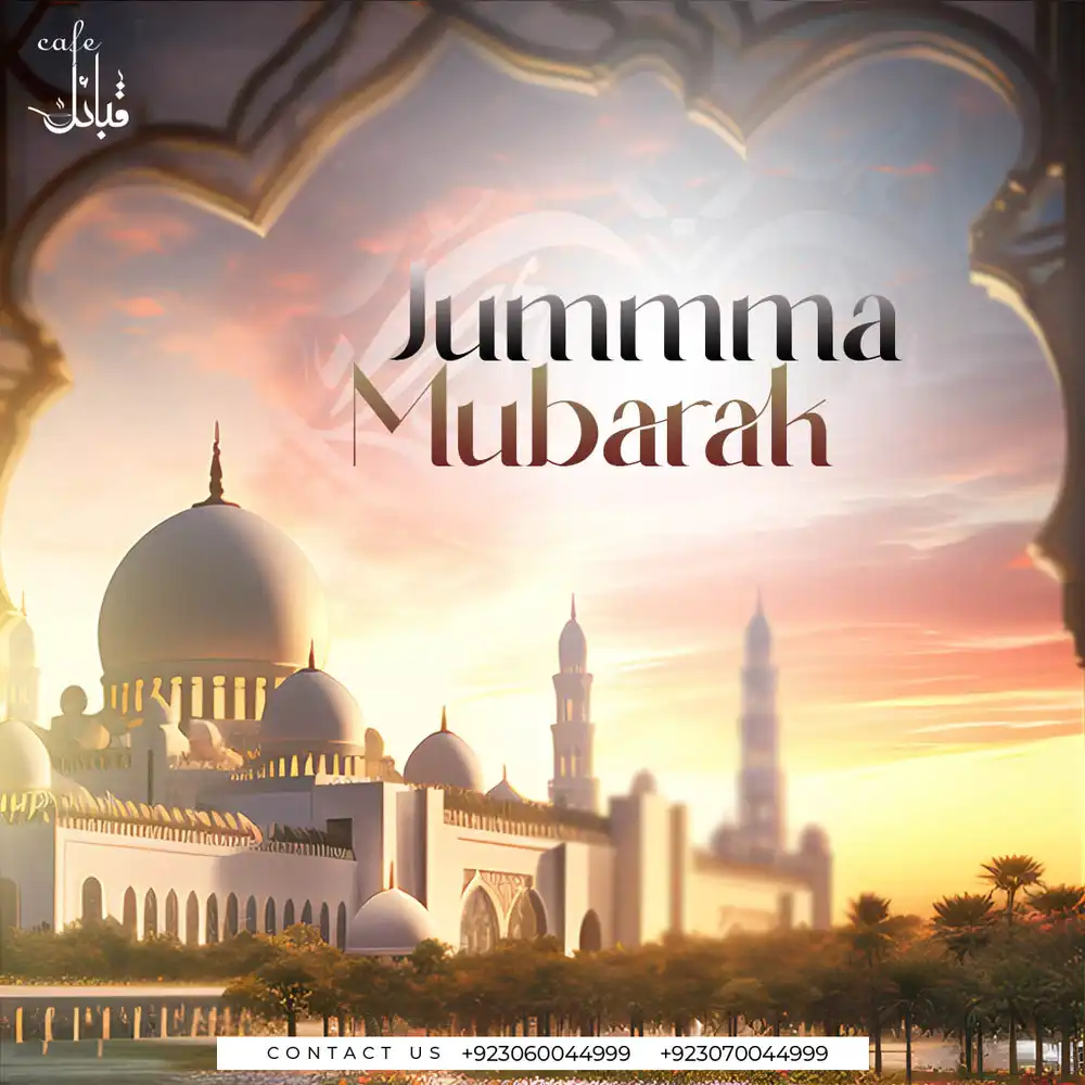 Spiritual Jumma Mubarak PSD Template with Mosque Silhouette
