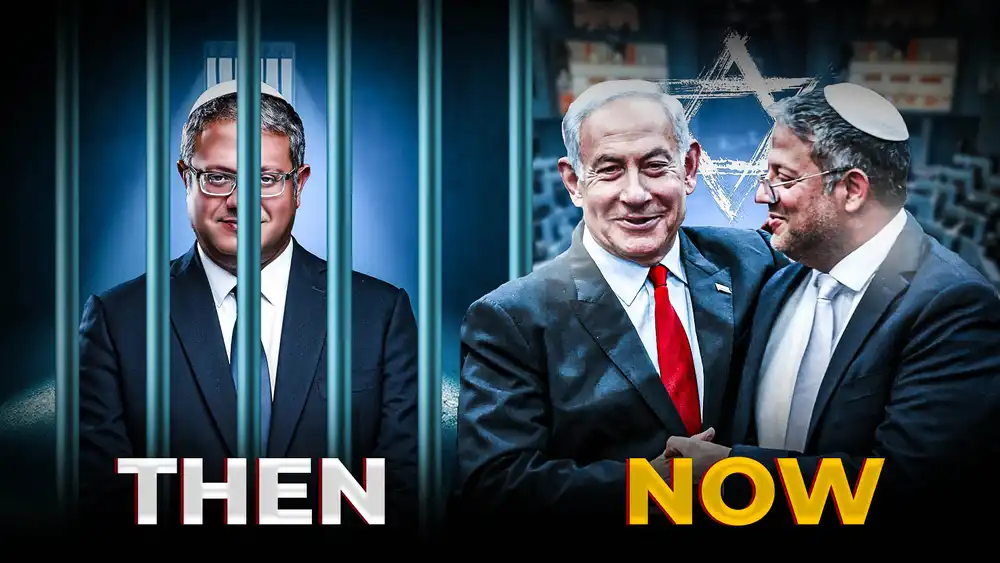 YouTube News Thumbnail with "Then" and "Now" comparison layout featuring political figures and dramatic background effects.